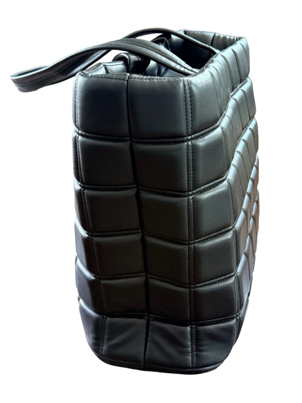 Topshop Riley Quilted Black Tote Bag – Puffer Bottega Style Large Work Bag - Picture 6 of 9
